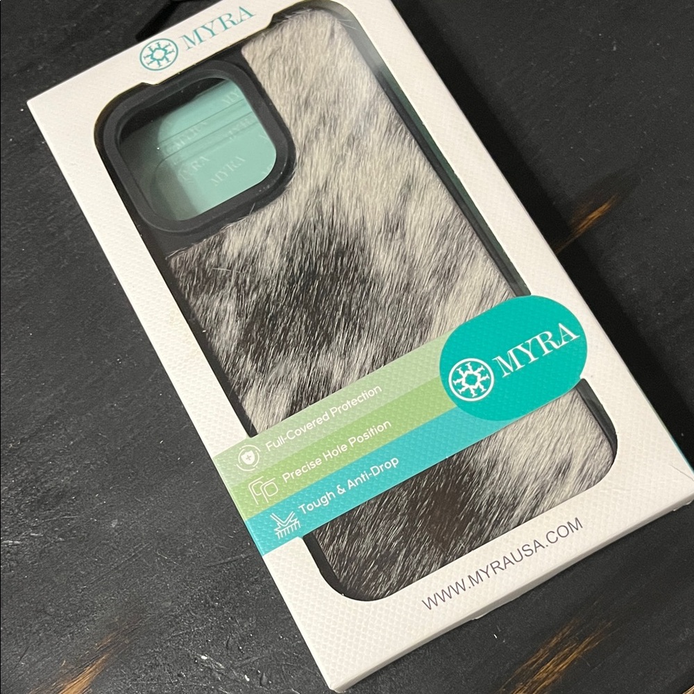 Myra Bag Black and White Fur Phone Case